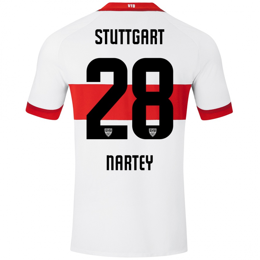 Niño Camiseta Nikolas Nartey #28 Blanco Rojo 1ª Equipación 2024/25 La Camisa Perú