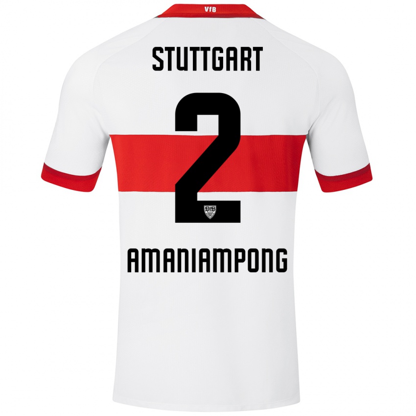 Niño Camiseta Kaden Amaniampong #2 Blanco Rojo 1ª Equipación 2024/25 La Camisa Perú