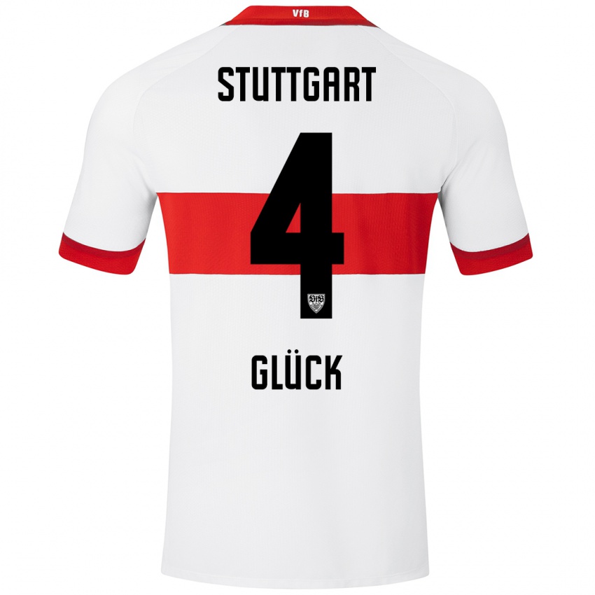 Niño Camiseta Michael Glück #4 Blanco Rojo 1ª Equipación 2024/25 La Camisa Perú