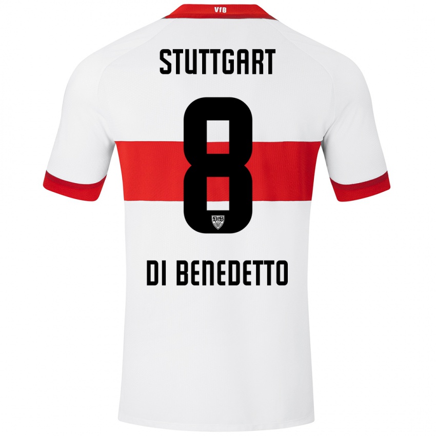 Niño Camiseta Samuele Di Benedetto #8 Blanco Rojo 1ª Equipación 2024/25 La Camisa Perú