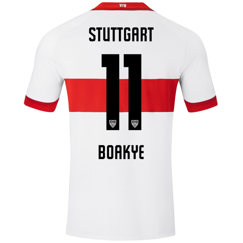 Niño Camiseta Benjamin Boakye #11 Blanco Rojo 1ª Equipación 2024/25 La Camisa Perú