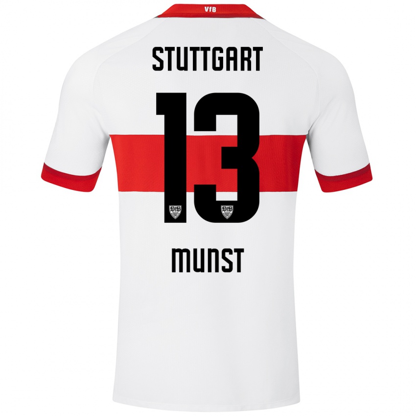 Niño Camiseta Leonhard Münst #13 Blanco Rojo 1ª Equipación 2024/25 La Camisa Perú