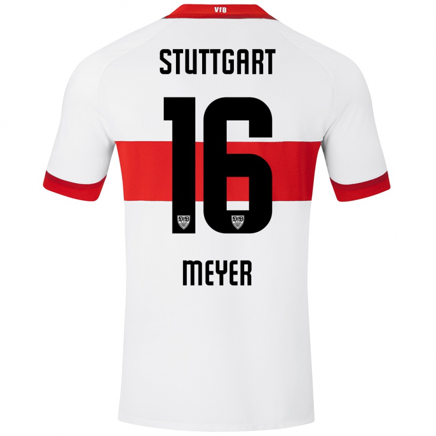 Niño Camiseta Jordan Meyer #16 Blanco Rojo 1ª Equipación 2024/25 La Camisa Perú