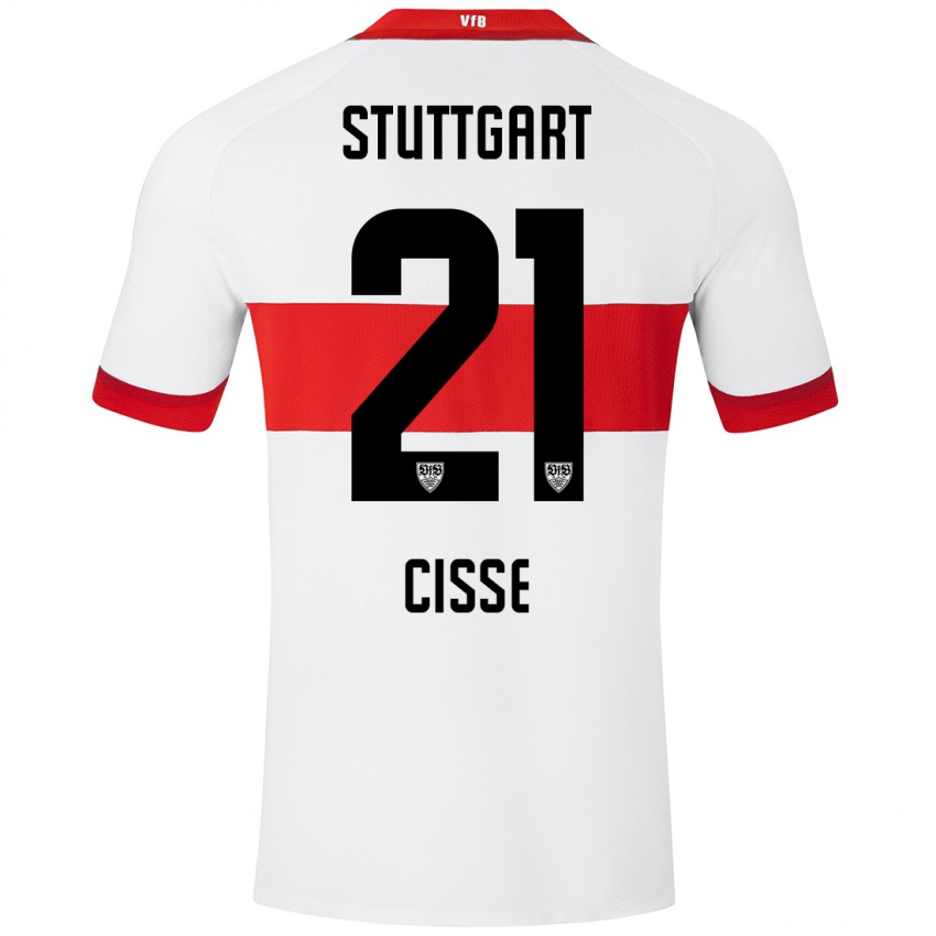 Niño Camiseta Moussa Cissé #21 Blanco Rojo 1ª Equipación 2024/25 La Camisa Perú