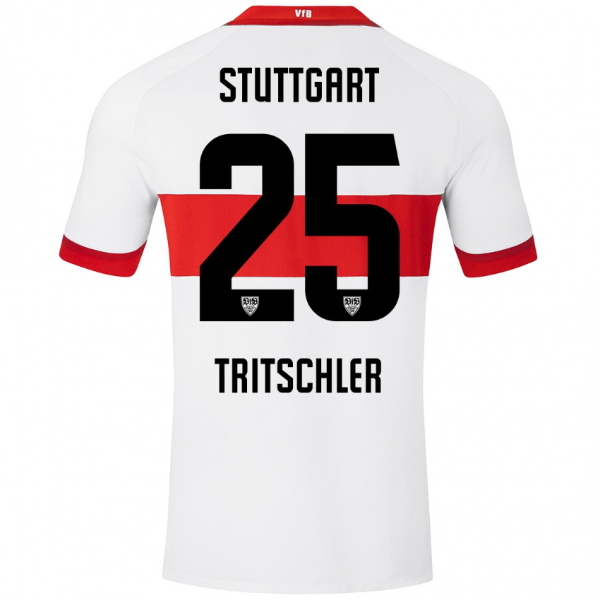 Niño Camiseta David Tritschler #25 Blanco Rojo 1ª Equipación 2024/25 La Camisa Perú