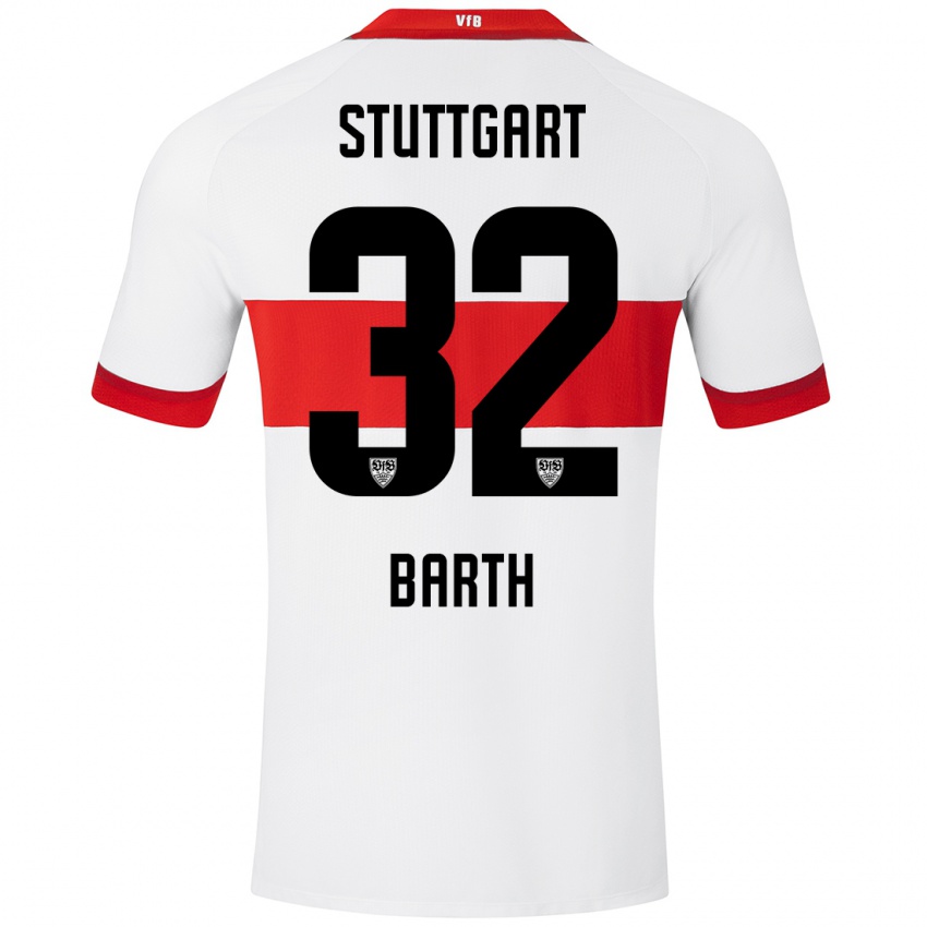 Niño Camiseta Tom Barth #32 Blanco Rojo 1ª Equipación 2024/25 La Camisa Perú