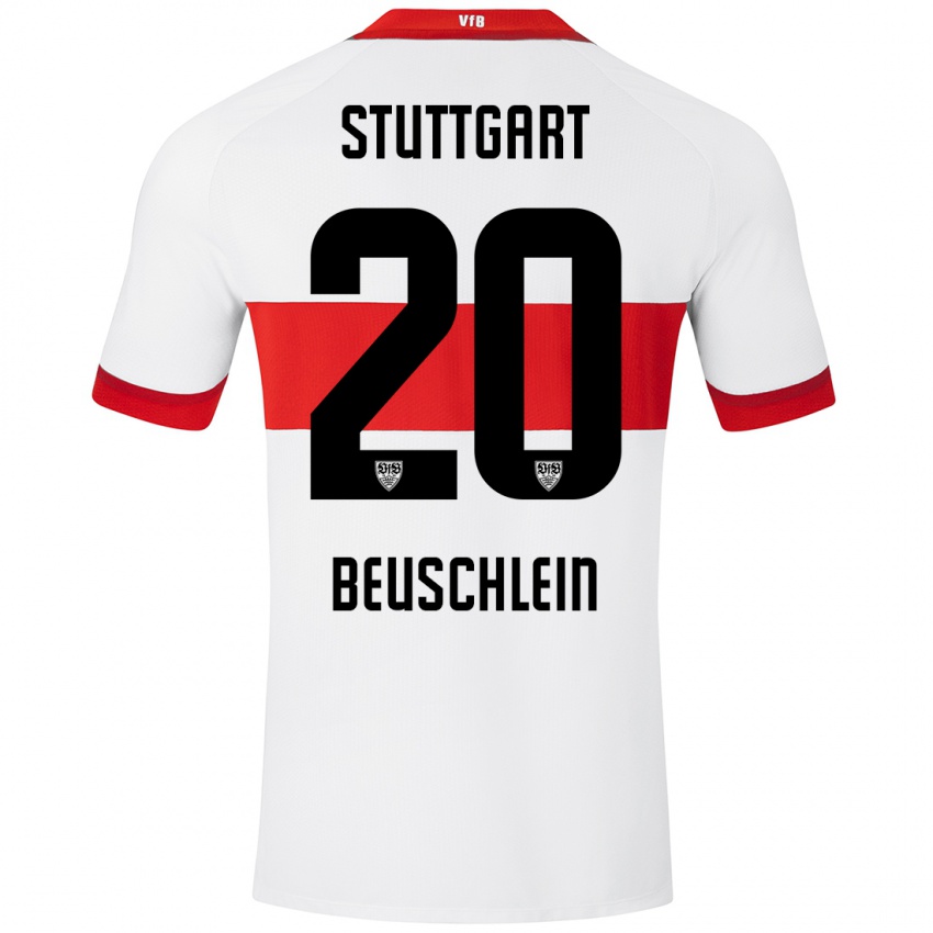 Niño Camiseta Jana Beuschlein #20 Blanco Rojo 1ª Equipación 2024/25 La Camisa Perú