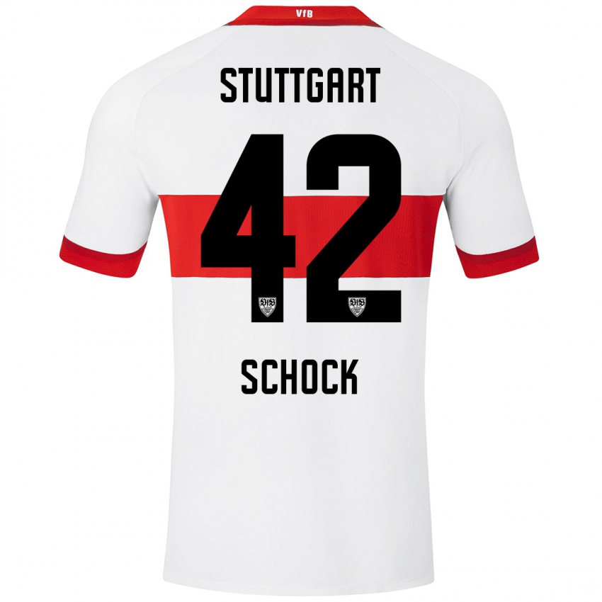 Niño Camiseta Florian Schock #42 Blanco Rojo 1ª Equipación 2024/25 La Camisa Perú