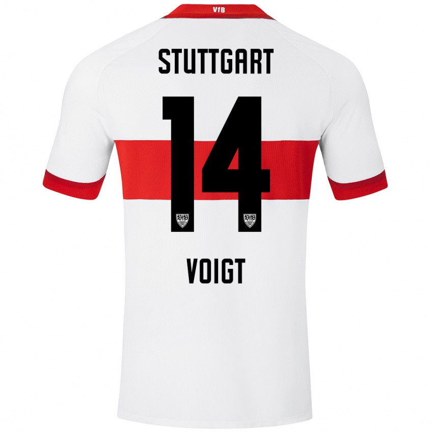 Niño Camiseta Max Voigt #14 Blanco Rojo 1ª Equipación 2024/25 La Camisa Perú