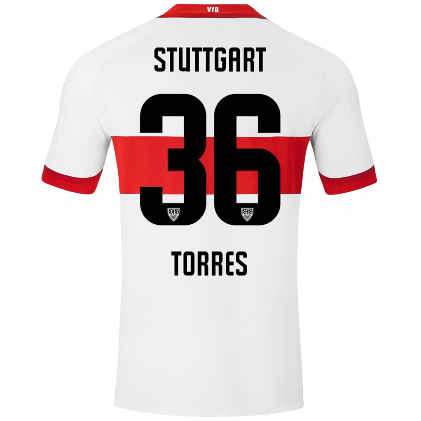 Niño Camiseta Yohann Torres #36 Blanco Rojo 1ª Equipación 2024/25 La Camisa Perú