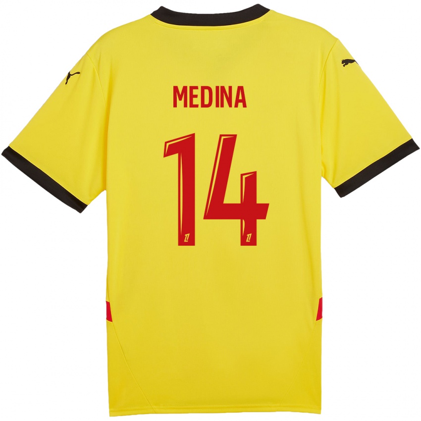 Niño Camiseta Facundo Medina #14 Amarillo Rojo 1ª Equipación 2024/25 La Camisa Perú