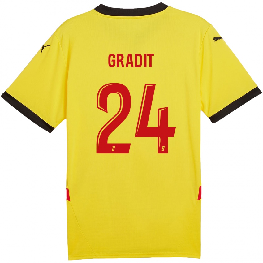 Niño Camiseta Jonathan Gradit #24 Amarillo Rojo 1ª Equipación 2024/25 La Camisa Perú