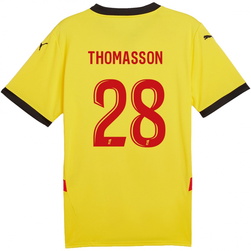 Niño Camiseta Adrien Thomasson #28 Amarillo Rojo 1ª Equipación 2024/25 La Camisa Perú