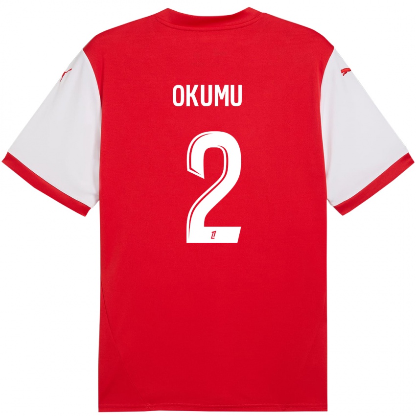 Niño Camiseta Joseph Okumu #2 Rojo Blanco 1ª Equipación 2024/25 La Camisa Perú