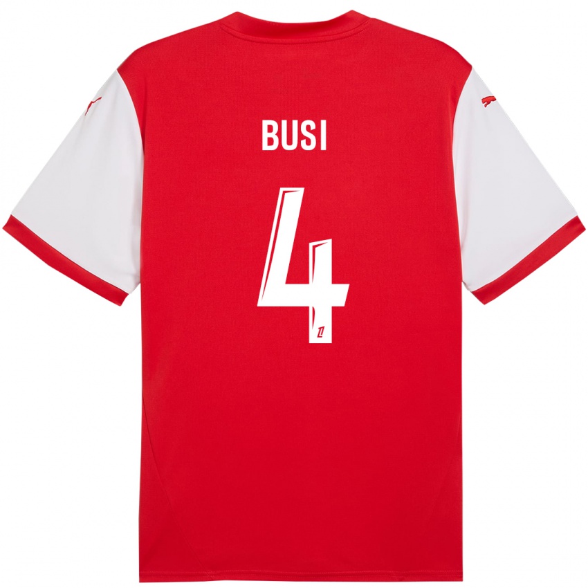 Niño Camiseta Maxime Busi #4 Rojo Blanco 1ª Equipación 2024/25 La Camisa Perú