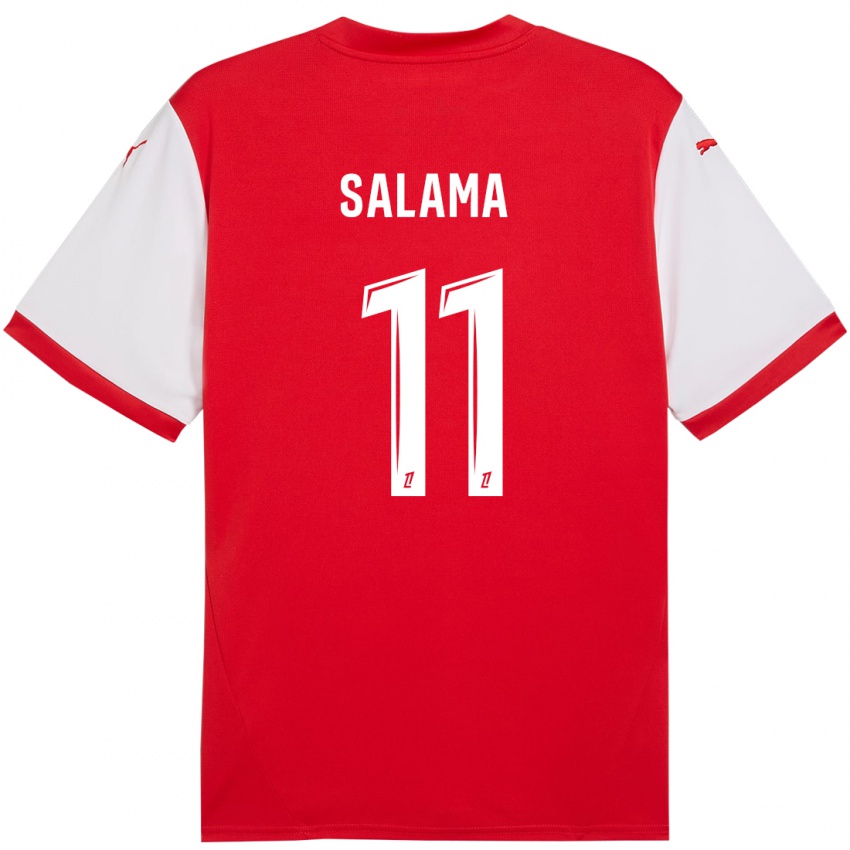 Niño Camiseta Amine Salama #11 Rojo Blanco 1ª Equipación 2024/25 La Camisa Perú