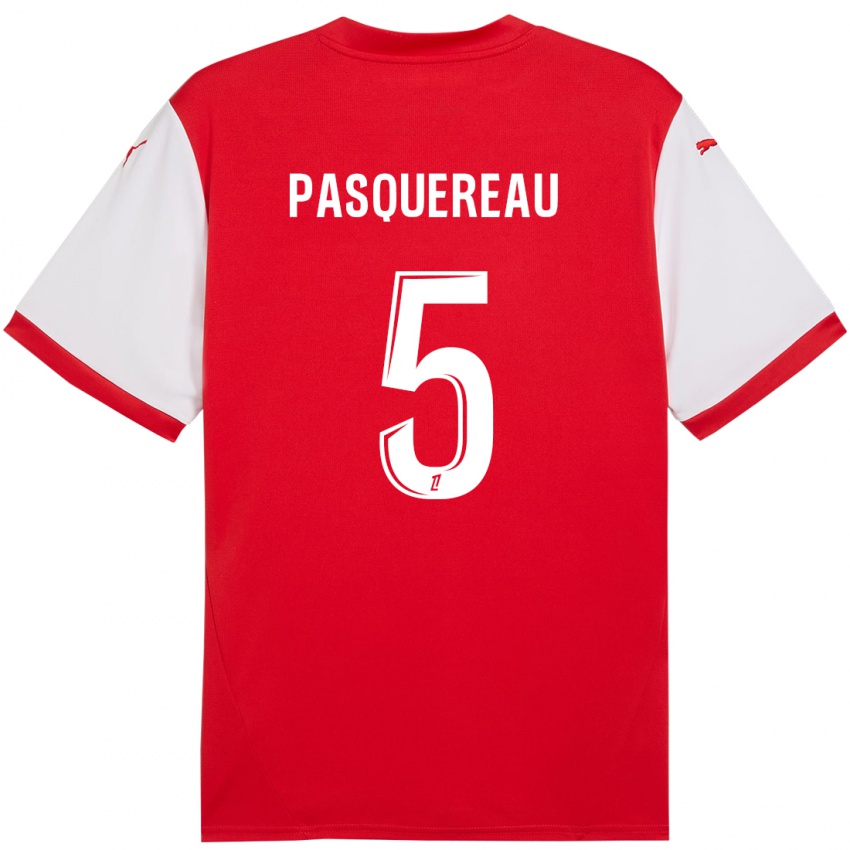 Niño Camiseta Julie Pasquereau #5 Rojo Blanco 1ª Equipación 2024/25 La Camisa Perú