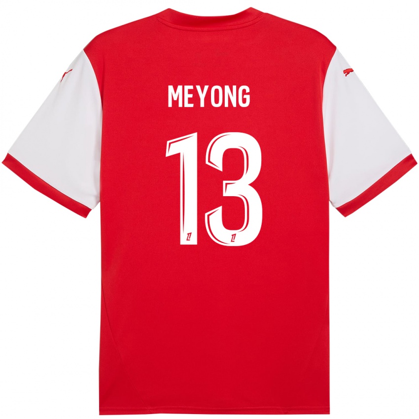 Niño Camiseta Charlène Meyong #13 Rojo Blanco 1ª Equipación 2024/25 La Camisa Perú