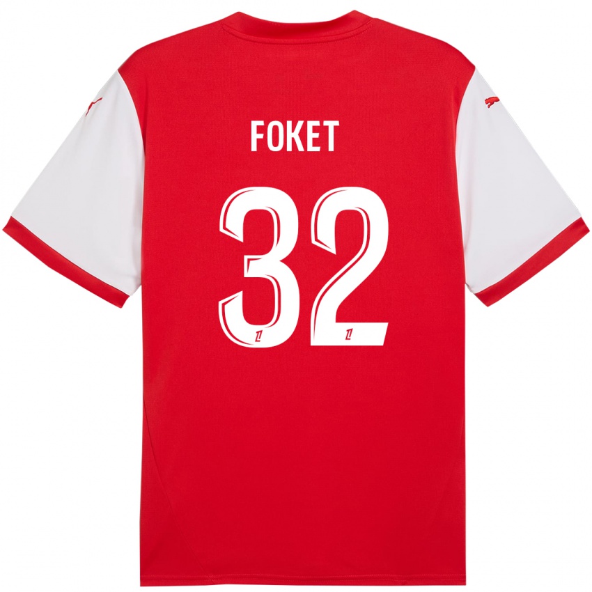 Niño Camiseta Thomas Foket #32 Rojo Blanco 1ª Equipación 2024/25 La Camisa Perú