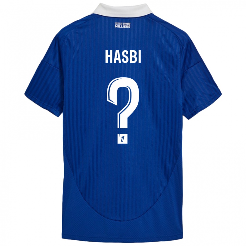 Niño Camiseta Walid Hasbi #0 Azul Blanco 1ª Equipación 2024/25 La Camisa Perú