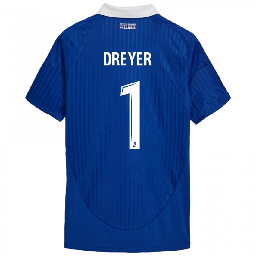 Niño Camiseta Matthieu Dreyer #1 Azul Blanco 1ª Equipación 2024/25 La Camisa Perú