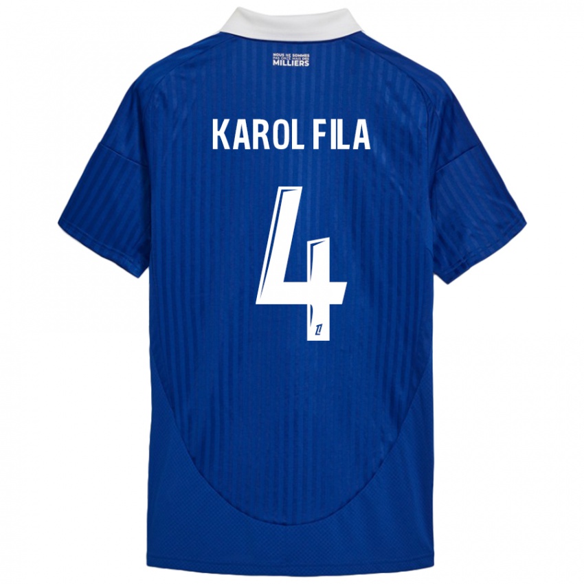 Niño Camiseta Karol Fila #4 Azul Blanco 1ª Equipación 2024/25 La Camisa Perú