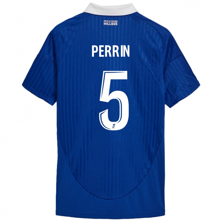 Niño Camiseta Lucas Perrin #5 Azul Blanco 1ª Equipación 2024/25 La Camisa Perú