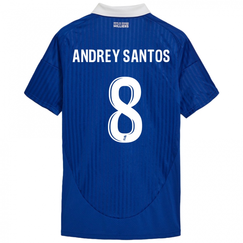 Niño Camiseta Andrey Santos #8 Azul Blanco 1ª Equipación 2024/25 La Camisa Perú