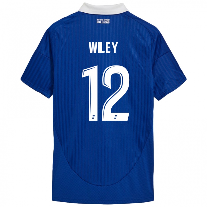 Niño Camiseta Caleb Wiley #12 Azul Blanco 1ª Equipación 2024/25 La Camisa Perú