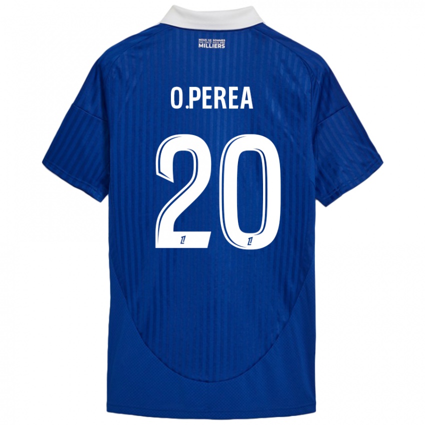 Niño Camiseta Óscar Perea #20 Azul Blanco 1ª Equipación 2024/25 La Camisa Perú