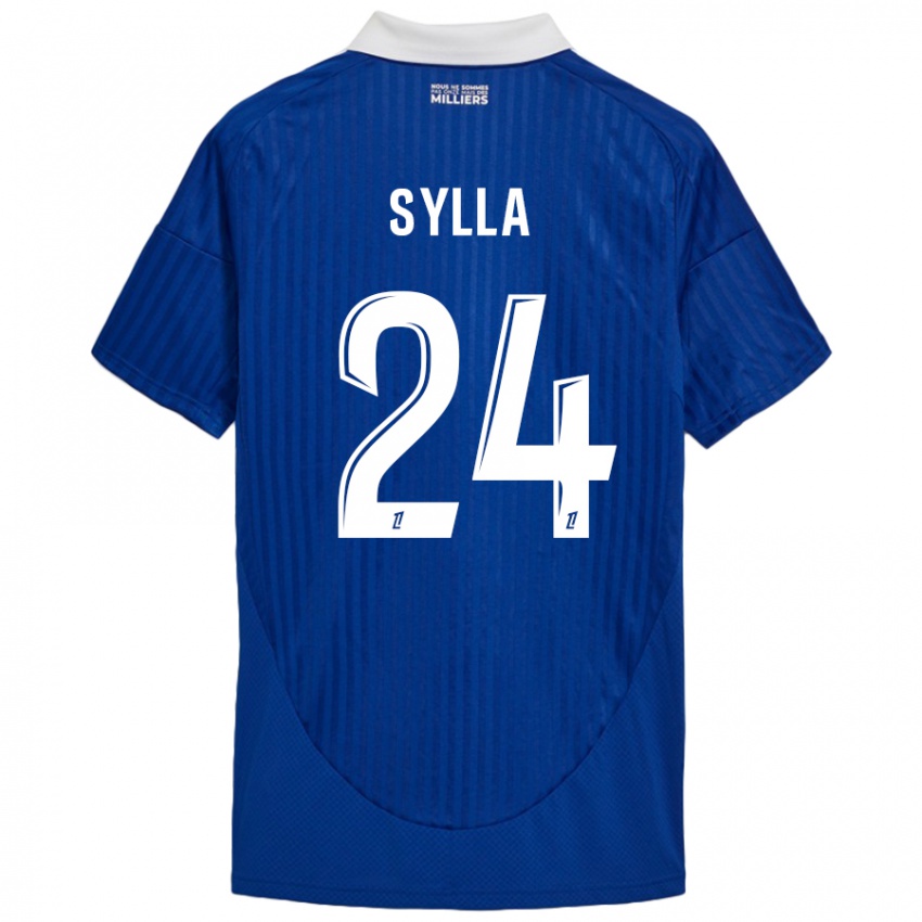 Niño Camiseta Abakar Sylla #24 Azul Blanco 1ª Equipación 2024/25 La Camisa Perú