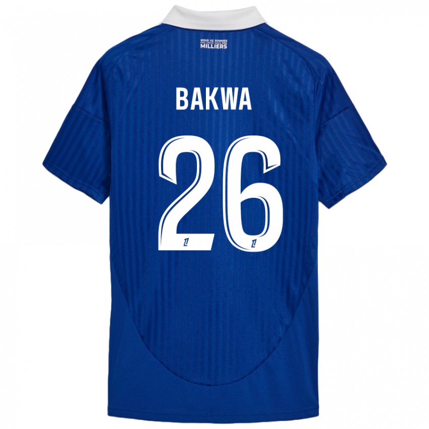 Niño Camiseta Dilane Bakwa #26 Azul Blanco 1ª Equipación 2024/25 La Camisa Perú