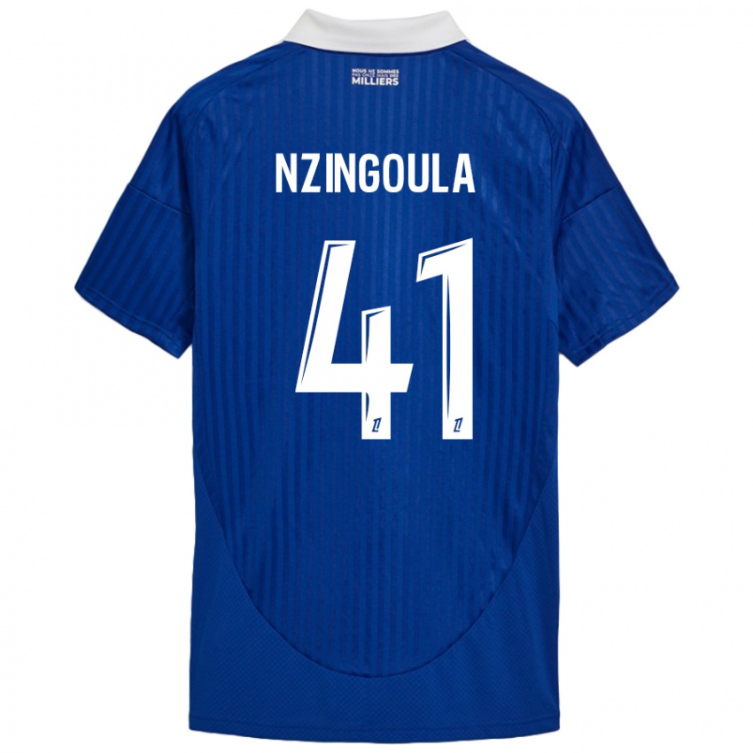 Niño Camiseta Rabby Nzingoula #41 Azul Blanco 1ª Equipación 2024/25 La Camisa Perú