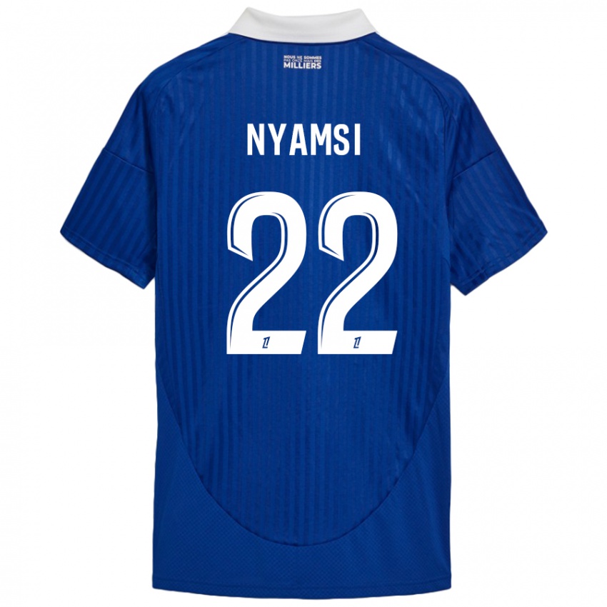 Niño Camiseta Gerzino Nyamsi #22 Azul Blanco 1ª Equipación 2024/25 La Camisa Perú