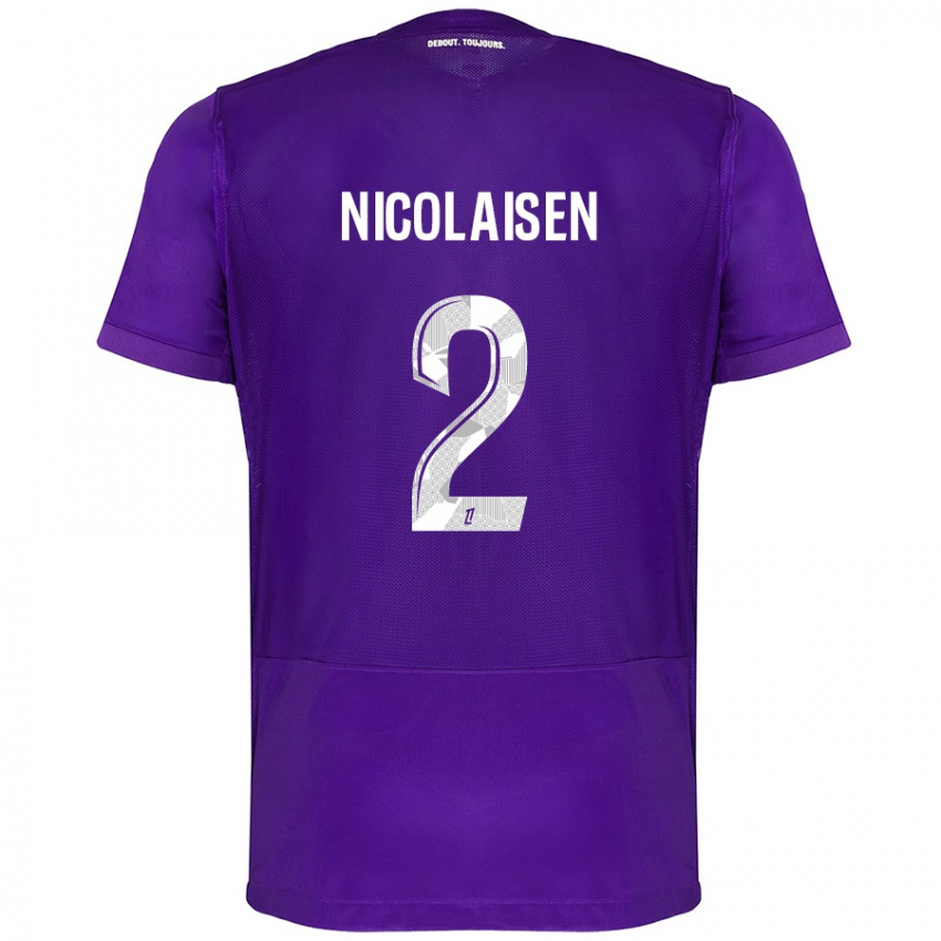 Niño Camiseta Rasmus Nicolaisen #2 Morado Blanco 1ª Equipación 2024/25 La Camisa Perú