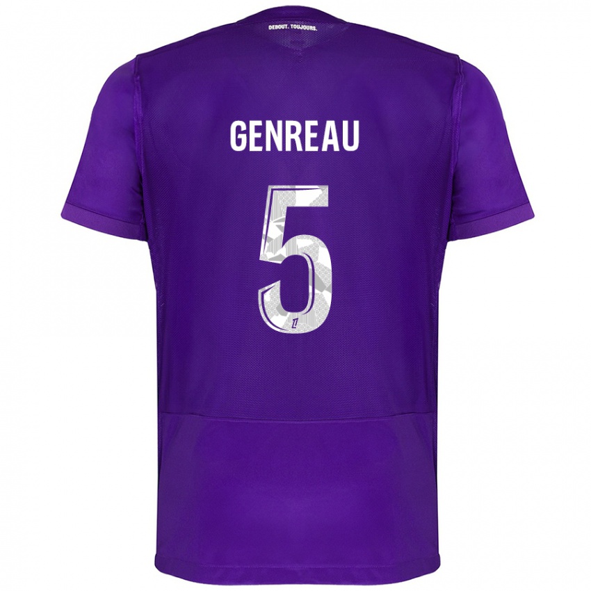 Niño Camiseta Denis Genreau #5 Morado Blanco 1ª Equipación 2024/25 La Camisa Perú