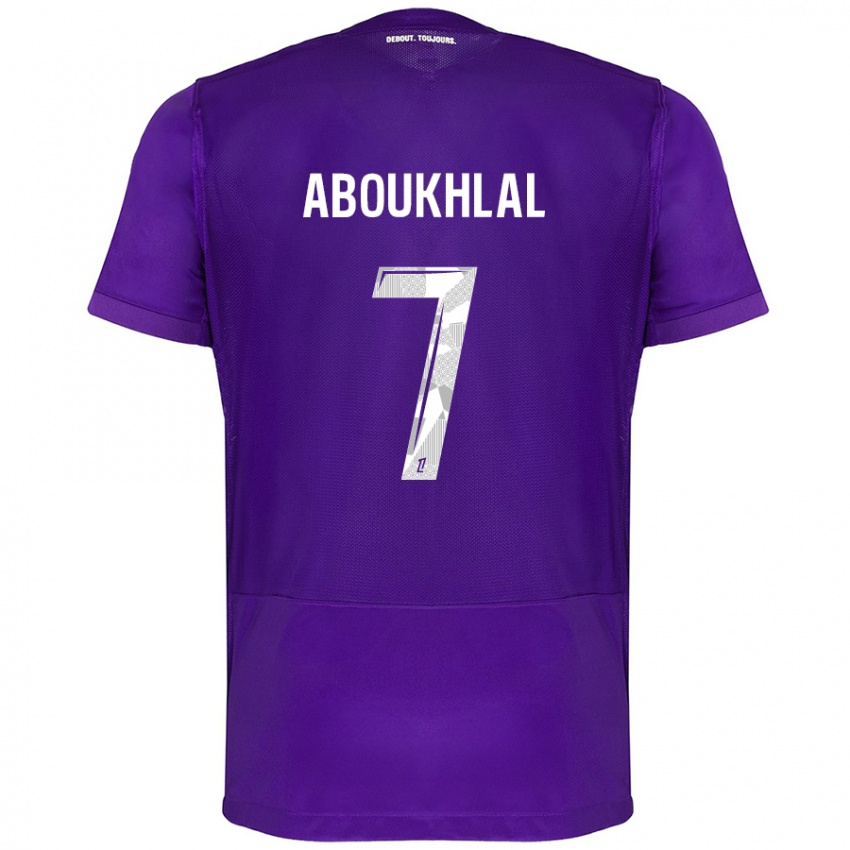 Niño Camiseta Zakaria Aboukhlal #7 Morado Blanco 1ª Equipación 2024/25 La Camisa Perú