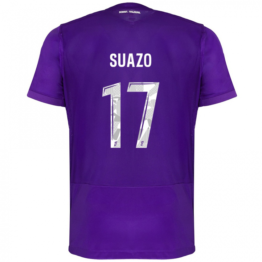 Niño Camiseta Gabriel Suazo #17 Morado Blanco 1ª Equipación 2024/25 La Camisa Perú