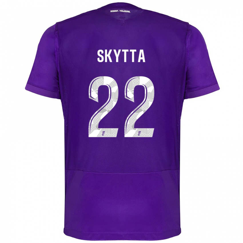 Niño Camiseta Naatan Skyttä #22 Morado Blanco 1ª Equipación 2024/25 La Camisa Perú