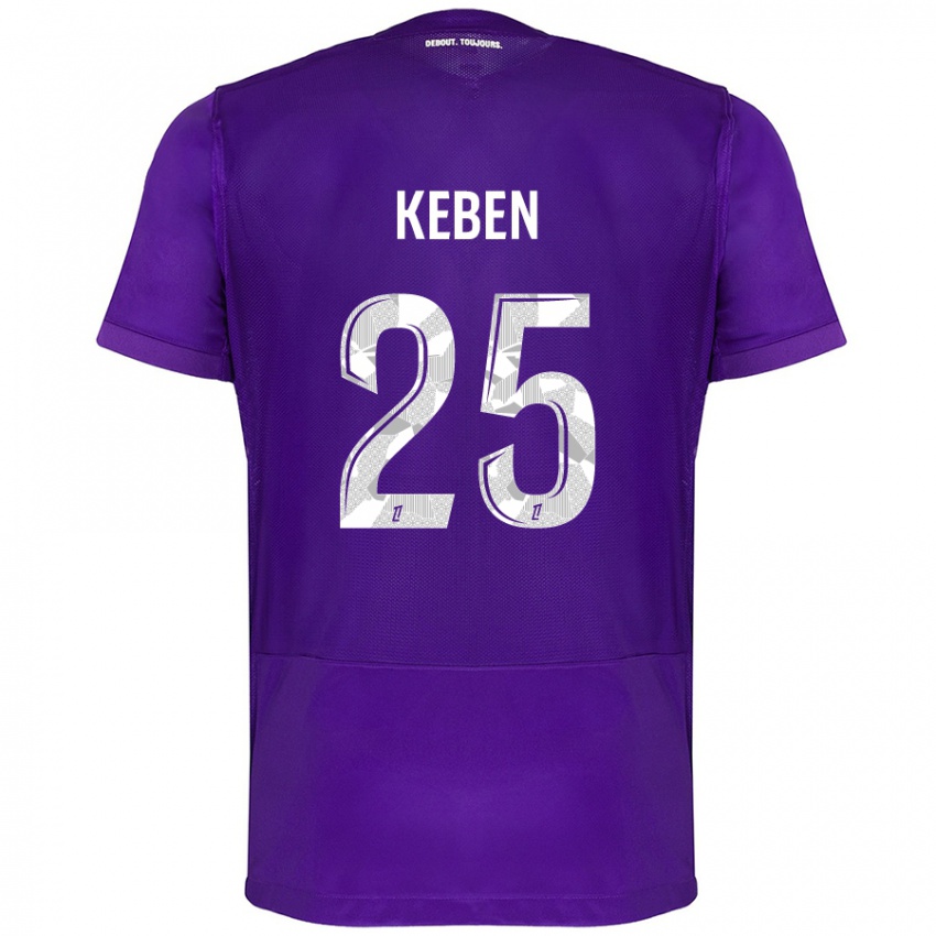 Niño Camiseta Kévin Keben #25 Morado Blanco 1ª Equipación 2024/25 La Camisa Perú