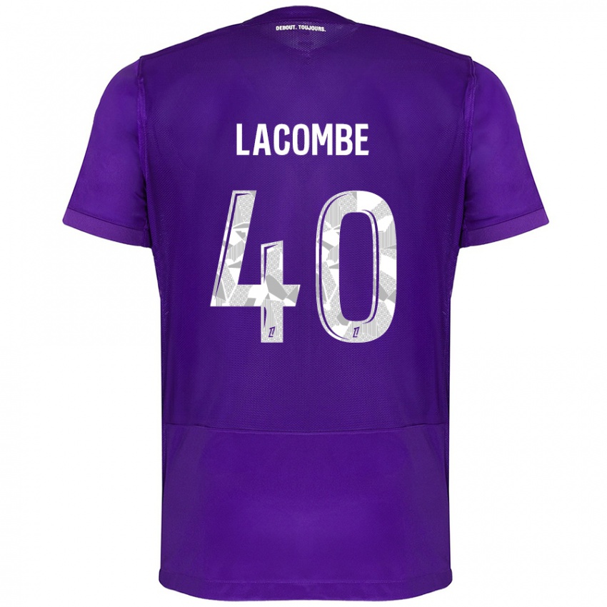 Niño Camiseta Justin Lacombe #40 Morado Blanco 1ª Equipación 2024/25 La Camisa Perú