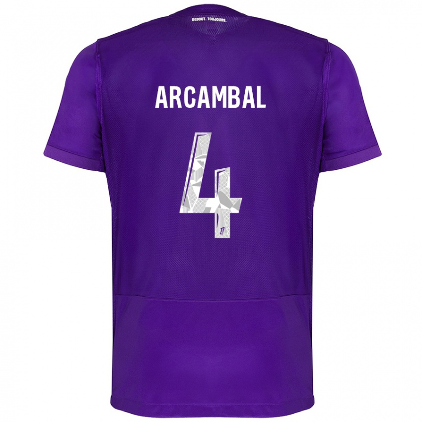 Niño Camiseta Anais Arcambal #4 Morado Blanco 1ª Equipación 2024/25 La Camisa Perú