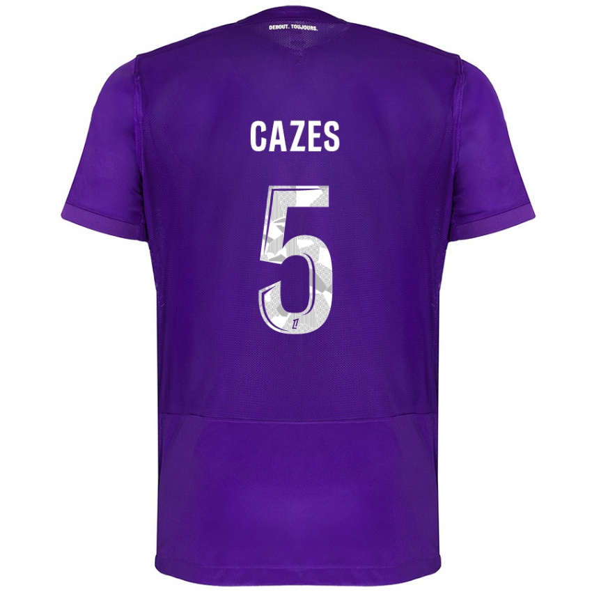 Niño Camiseta Manon Cazes #5 Morado Blanco 1ª Equipación 2024/25 La Camisa Perú