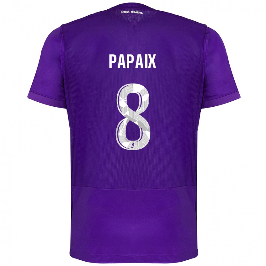 Niño Camiseta Pauline Papaix #8 Morado Blanco 1ª Equipación 2024/25 La Camisa Perú