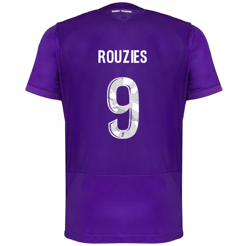 Niño Camiseta Manon Rouzies #9 Morado Blanco 1ª Equipación 2024/25 La Camisa Perú