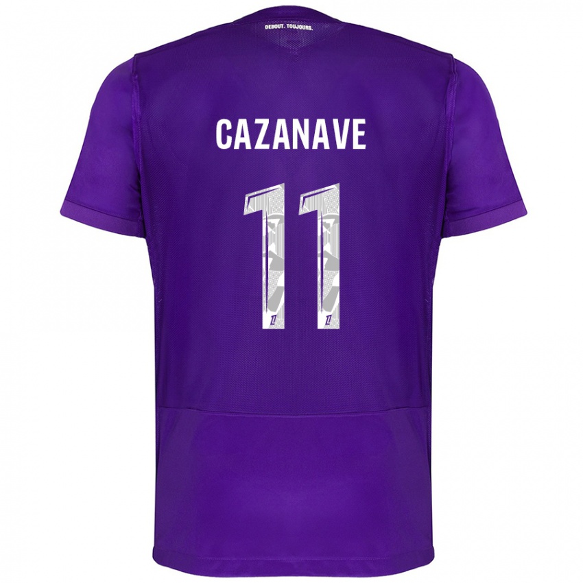 Niño Camiseta Julie Cazanave #11 Morado Blanco 1ª Equipación 2024/25 La Camisa Perú