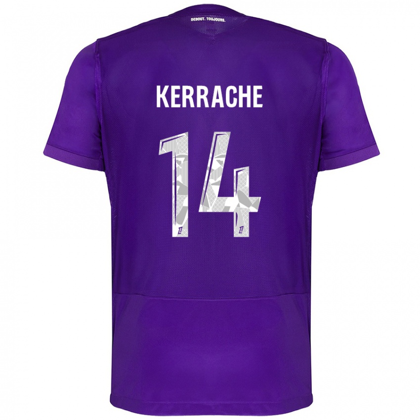 Niño Camiseta Marina Kerrache #14 Morado Blanco 1ª Equipación 2024/25 La Camisa Perú