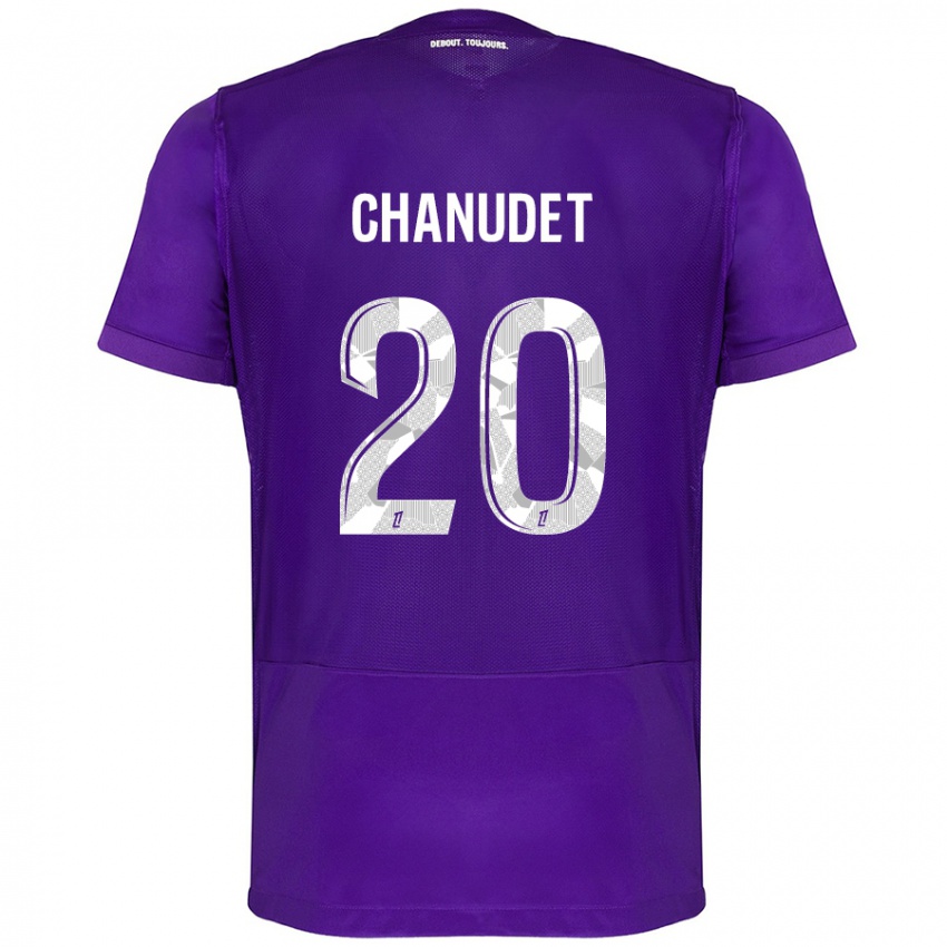 Niño Camiseta Coralie Chanudet #20 Morado Blanco 1ª Equipación 2024/25 La Camisa Perú