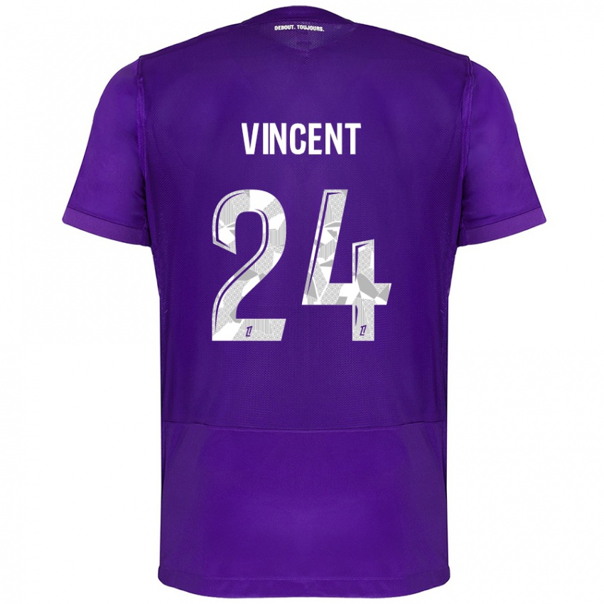 Niño Camiseta Magalie Vincent #24 Morado Blanco 1ª Equipación 2024/25 La Camisa Perú