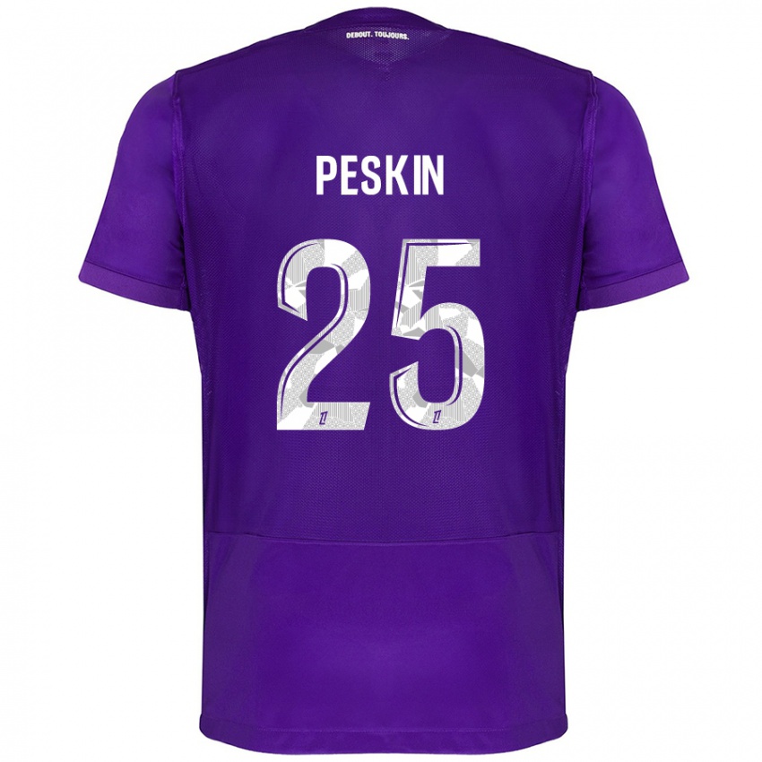 Niño Camiseta Kelso Peskin #25 Morado Blanco 1ª Equipación 2024/25 La Camisa Perú